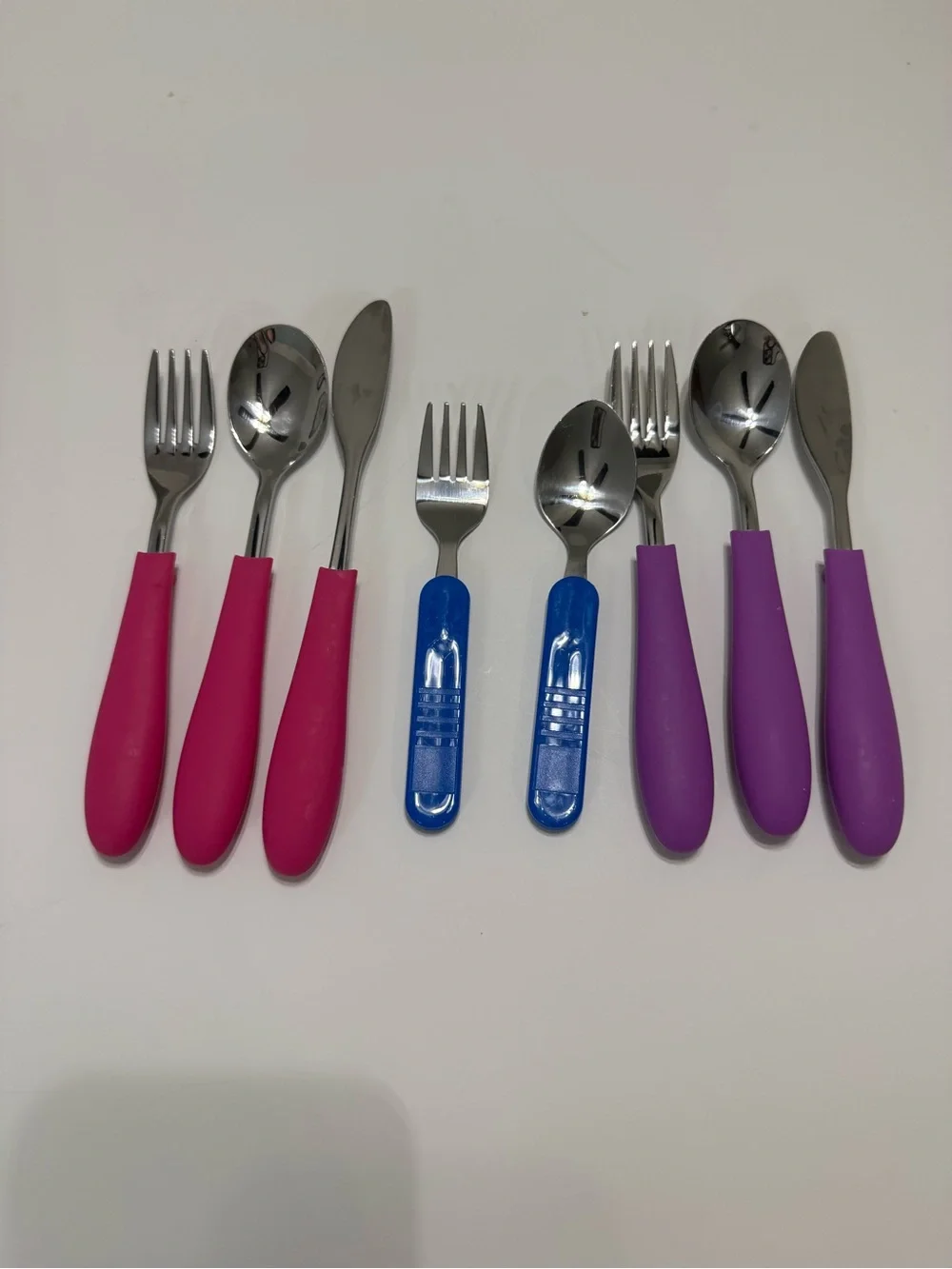 Toddlers- Kids Colorful Everyday Flatware Set — Pink, Blue & Purple Handles